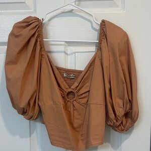 Abercrombie & Fitch Women's Puff Sleeve Blouse in Brown